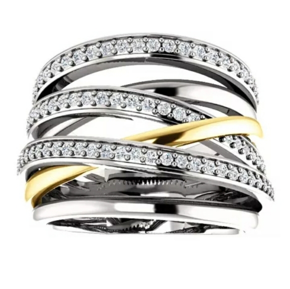 New Silver Gold Line Ring - Picture 4 of 6